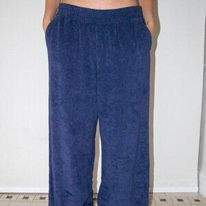 offline by aerie summer lights terry wide leg pant in navy